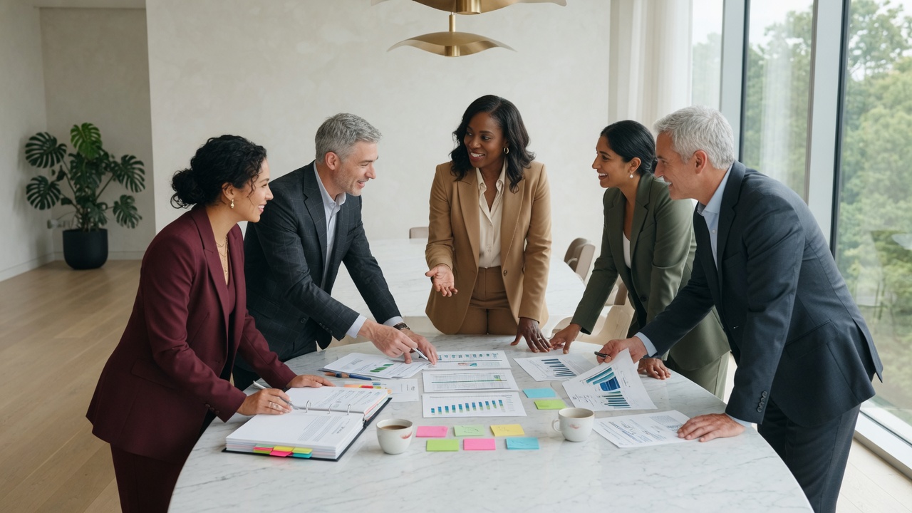 Colleagues planning together